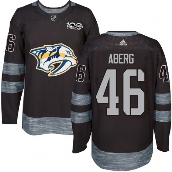 Men's Adidas Nashville Predators 46 Pontus Aberg Authentic Black 1917-2017 100th Anniversary NHL Jersey