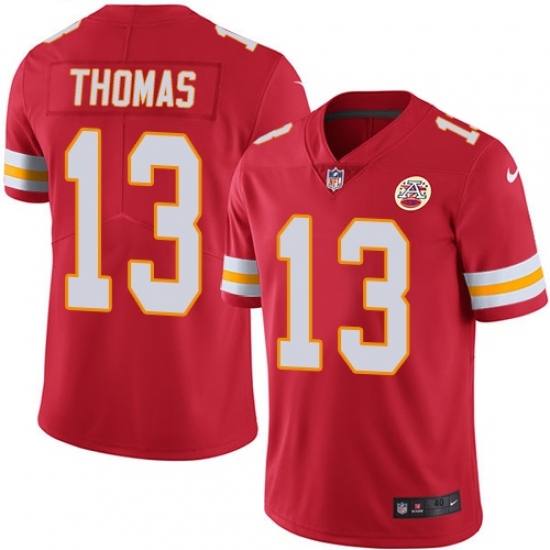 Men's Nike Kansas City Chiefs 13 De'Anthony Thomas Red Team Color Vapor Untouchable Limited Player NFL Jersey