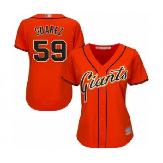 Women's San Francisco Giants 59 Andrew Suarez Authentic Orange Alternate Cool Base Baseball Player Jersey