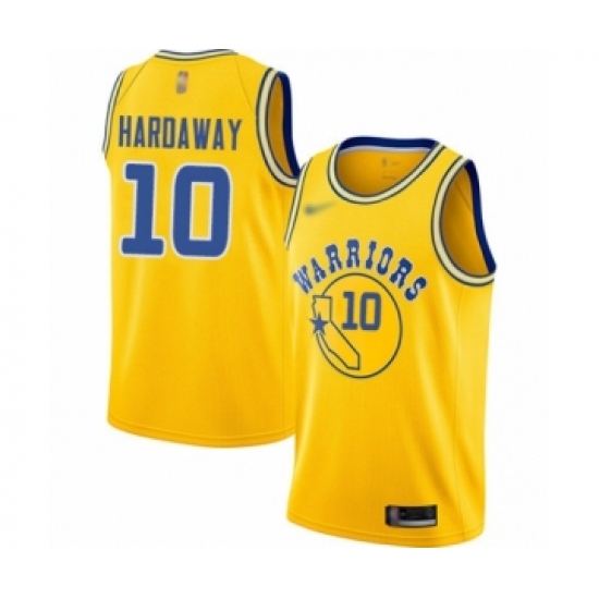 Youth Golden State Warriors 10 Tim Hardaway Swingman Gold Hardwood Classics Basketball Jersey