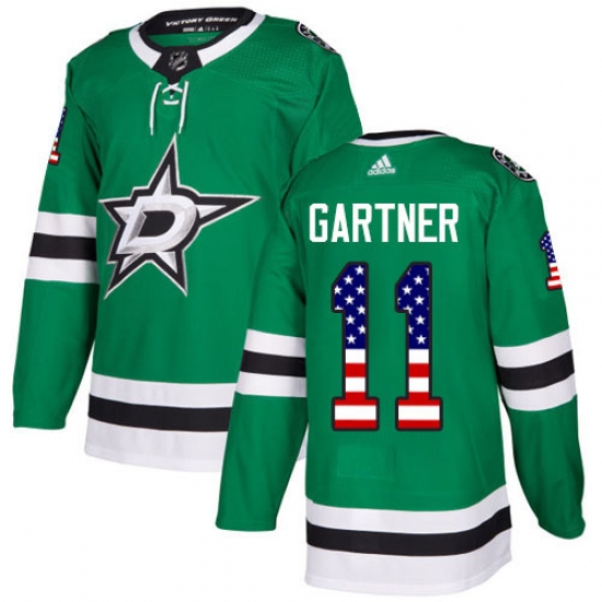 Youth Adidas Dallas Stars 11 Mike Gartner Authentic Green USA Flag Fashion NHL Jersey