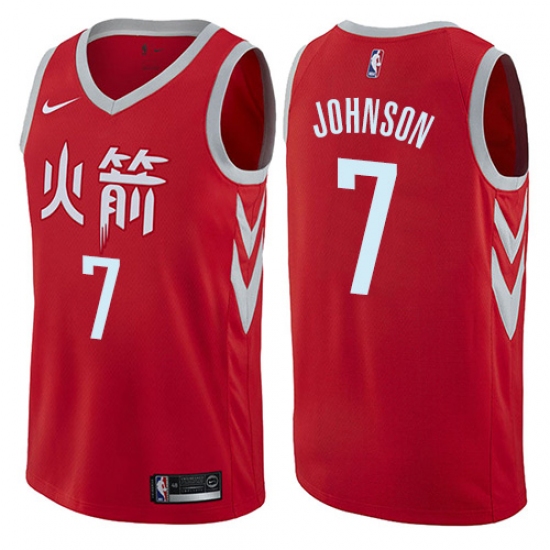 Men's Nike Houston Rockets 7 Joe Johnson Authentic Red NBA Jersey - City Edition