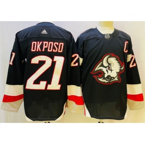 Men's Buffalo Sabres 21 Kyle Okposo 2022-23 Black Stitched Jersey