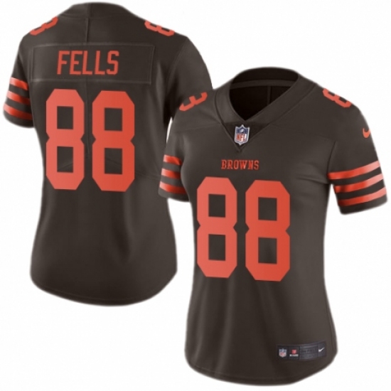 Women's Nike Cleveland Browns 88 Darren Fells Limited Brown Rush Vapor Untouchable NFL Jersey