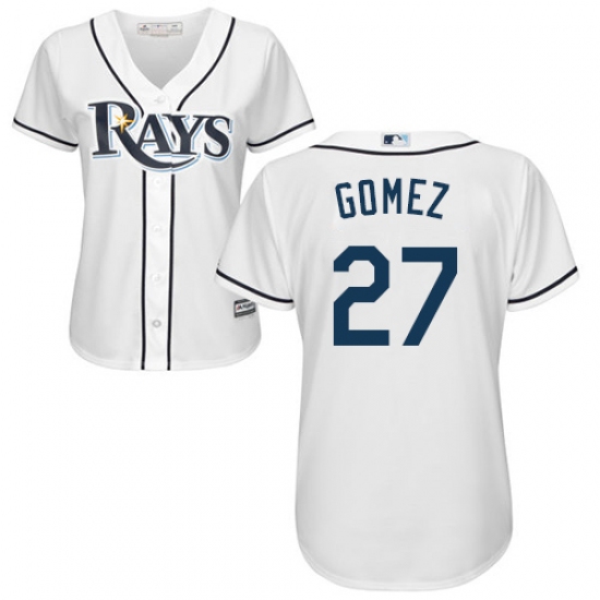 Women's Majestic Tampa Bay Rays 27 Carlos Gomez Authentic White Home Cool Base MLB Jersey