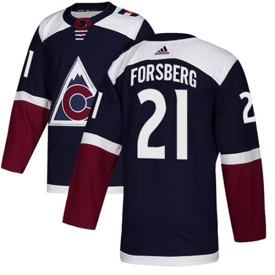 Men's Adidas Colorado Avalanche 21 Peter Forsberg Authentic Navy Blue Alternate NHL Jersey