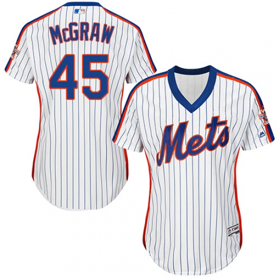 Women's Majestic New York Mets 45 Tug McGraw Authentic White Alternate Cool Base MLB Jersey