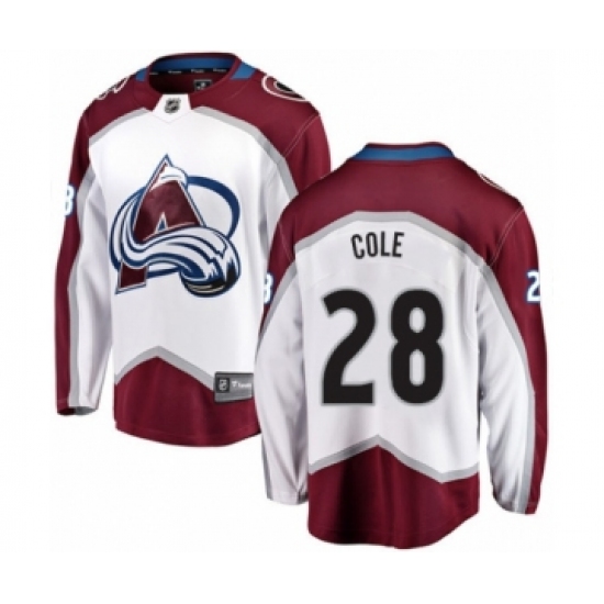 Youth Colorado Avalanche 28 Ian Cole Authentic White Away Fanatics Branded Breakaway NHL Jersey