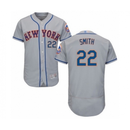 Men's New York Mets 22 Dominic Smith Grey Road Flex Base Authentic Collection Baseball Player Jersey