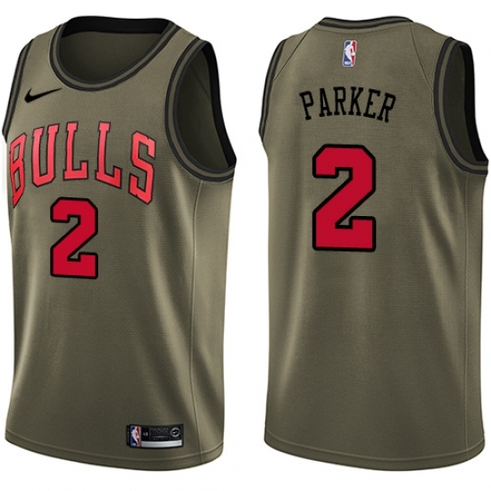 Men's Nike Chicago Bulls 2 Jabari Parker Swingman Green Salute to Service NBA Jersey