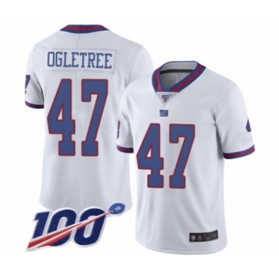 Men's New York Giants 47 Alec Ogletree Limited White Rush Vapor Untouchable 100th Season Football Jersey