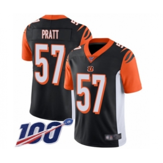 Men's Cincinnati Bengals 57 Germaine Pratt Black Team Color Vapor Untouchable Limited Player 100th Season Football Jersey