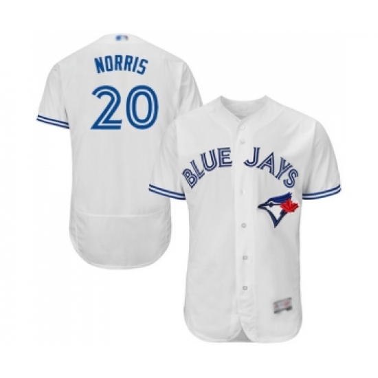 Men's Toronto Blue Jays 20 Bud Norris White Home Flex Base Authentic Collection Baseball Jersey