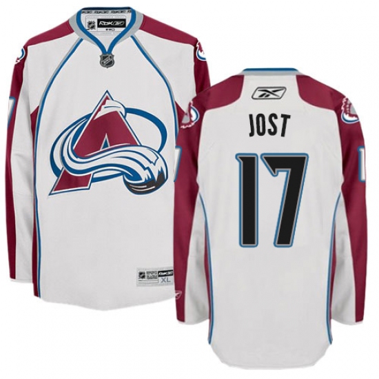 Women's Reebok Colorado Avalanche 17 Tyson Jost Authentic White Away NHL Jersey