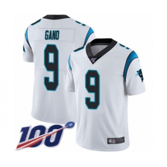 Men's Carolina Panthers 9 Graham Gano White Vapor Untouchable Limited Player 100th Season Football Jersey