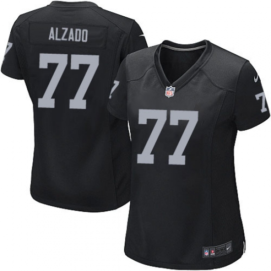 Women's Nike Oakland Raiders 77 Lyle Alzado Game Black Team Color NFL Jersey