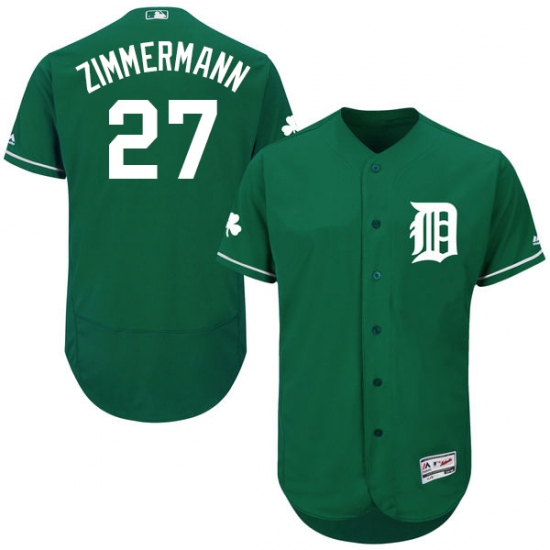 Men's Majestic Detroit Tigers 27 Jordan Zimmermann Green Celtic Flexbase Authentic Collection MLB Jersey