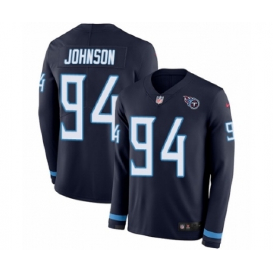 Men's Nike Tennessee Titans 94 Austin Johnson Limited Navy Blue Therma Long Sleeve NFL Jersey