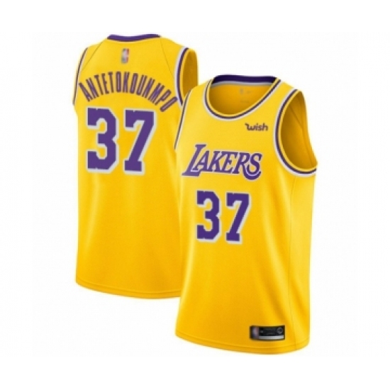 Youth Los Angeles Lakers 37 Kostas Antetokounmpo Swingman Gold Basketball Jersey - Icon Edition