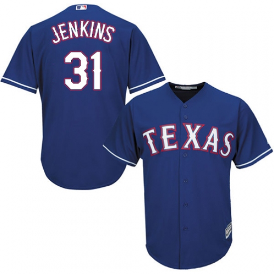 Men's Majestic Texas Rangers 31 Ferguson Jenkins Replica Royal Blue Alternate 2 Cool Base MLB Jersey
