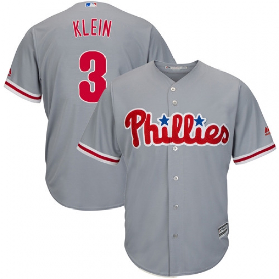 Men's Majestic Philadelphia Phillies 3 Chuck Klein Replica Grey Road Cool Base MLB Jersey