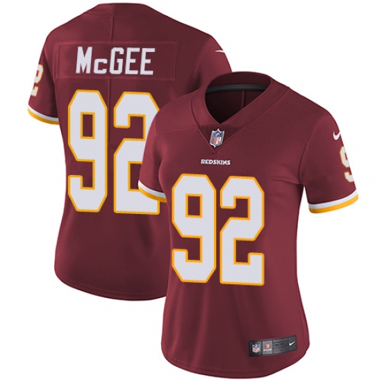 Women's Nike Washington Redskins 92 Stacy McGee Burgundy Red Team Color Vapor Untouchable Limited Player NFL Jersey