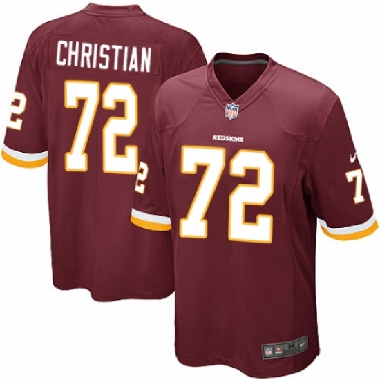 Men's Nike Washington Redskins 72 Geron Christian Game Burgundy Red Team Color NFL Jersey