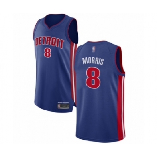 Men's Detroit Pistons 8 Markieff Morris Authentic Royal Blue Basketball Jersey - Icon Edition