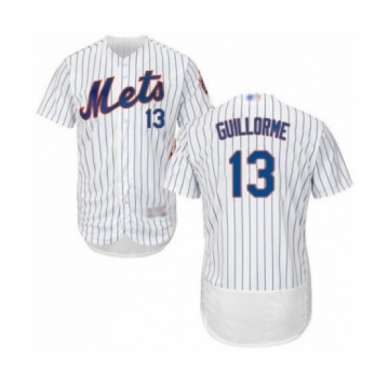 Men's New York Mets 13 Luis Guillorme White Home Flex Base Authentic Collection Baseball Player Jersey