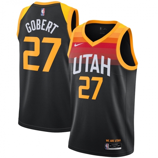 Men's Utah Jazz 27 Rudy Gobert Nike Black 2020-21 Swingman Player Jersey