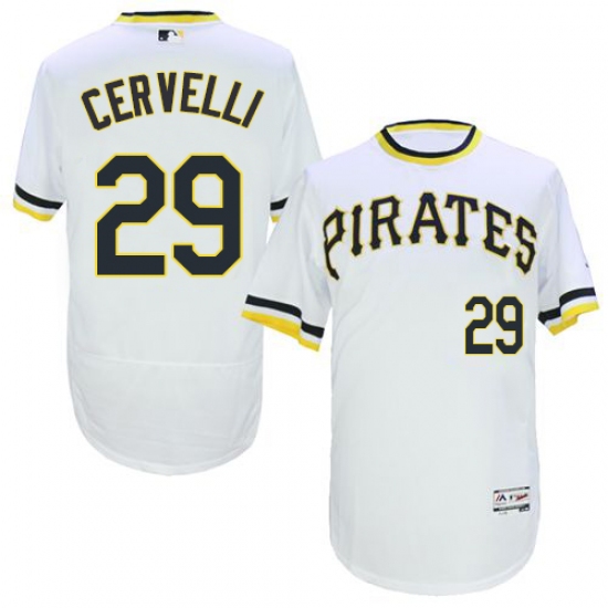 Men's Majestic Pittsburgh Pirates 29 Francisco Cervelli White Flexbase Authentic Collection Cooperstown MLB Jersey