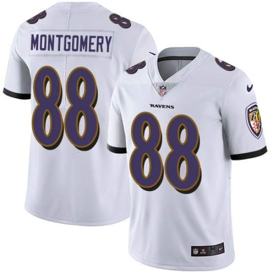 Men's Nike Baltimore Ravens 88 Ty Montgomery White Vapor Untouchable Limited Player NFL Jersey