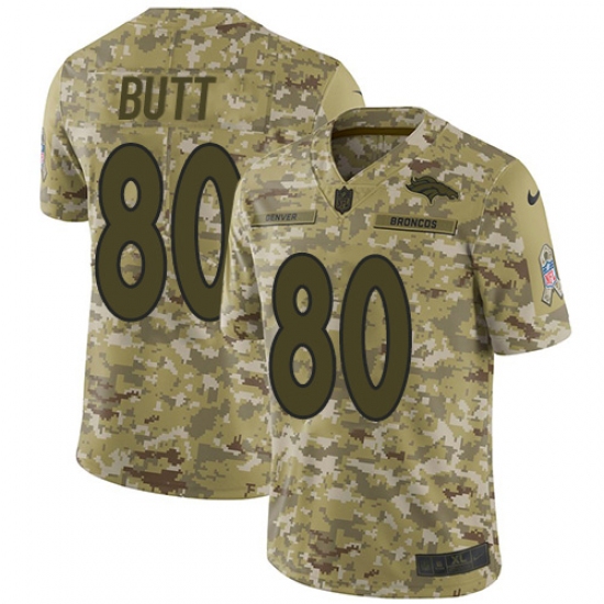 Men's Nike Denver Broncos 80 Jake Butt Limited Camo 2018 Salute to Service NFL Jersey