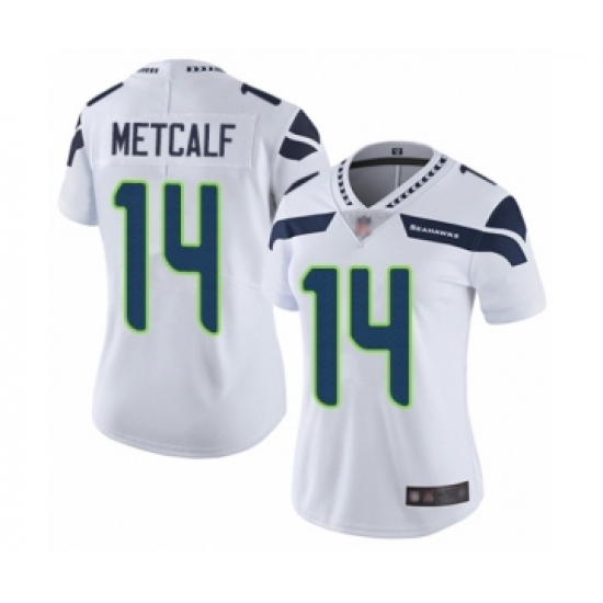Women's Seattle Seahawks 14 D.K. Metcalf White Vapor Untouchable Limited Player Football Jersey