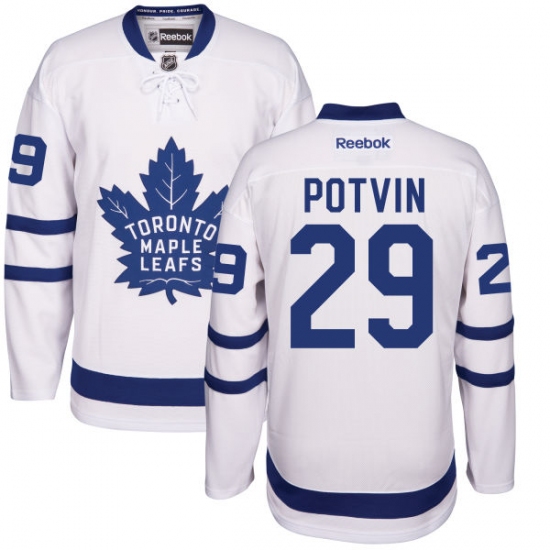 Men's Reebok Toronto Maple Leafs 29 Felix Potvin Authentic White Away NHL Jersey