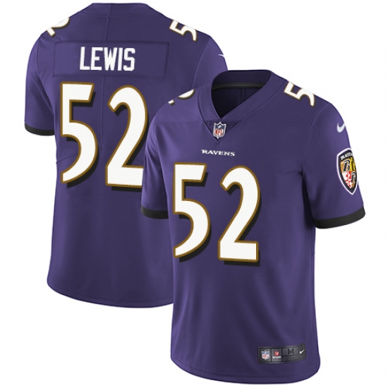 Men's Nike Baltimore Ravens 52 Ray Lewis Purple Team Color Vapor Untouchable Limited Player NFL Jersey