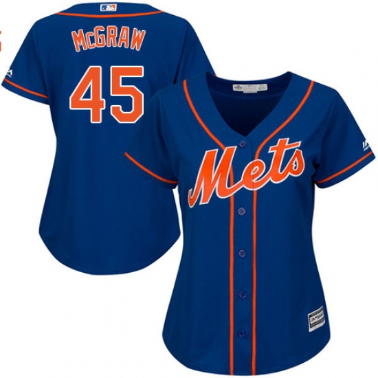 Women's Majestic New York Mets 45 Tug McGraw Replica Royal Blue Alternate Home Cool Base MLB Jersey