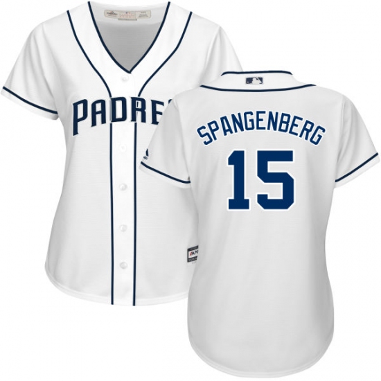 Women's Majestic San Diego Padres 15 Cory Spangenberg Authentic White Home Cool Base MLB Jersey