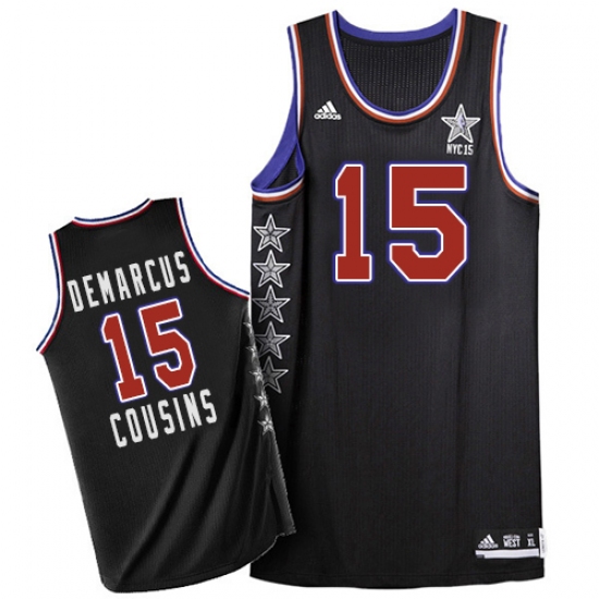 Men's Adidas Sacramento Kings 15 DeMarcus Cousins Authentic Black 2015 All Star NBA Jersey