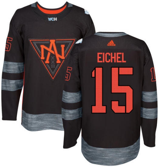 Men's Adidas Team North America 15 Jack Eichel Premier Black Away 2016 World Cup of Hockey Jersey