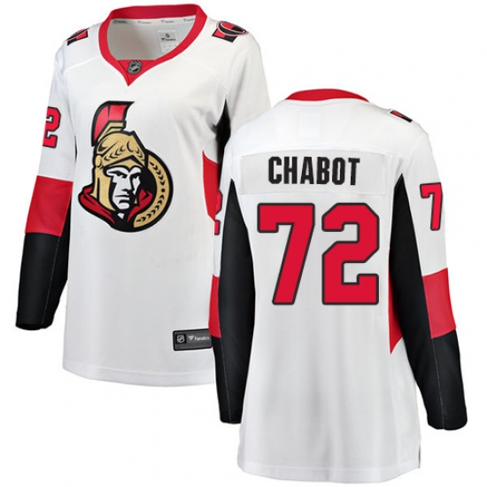 Women's Ottawa Senators 72 Thomas Chabot Fanatics Branded White Away Breakaway NHL Jersey