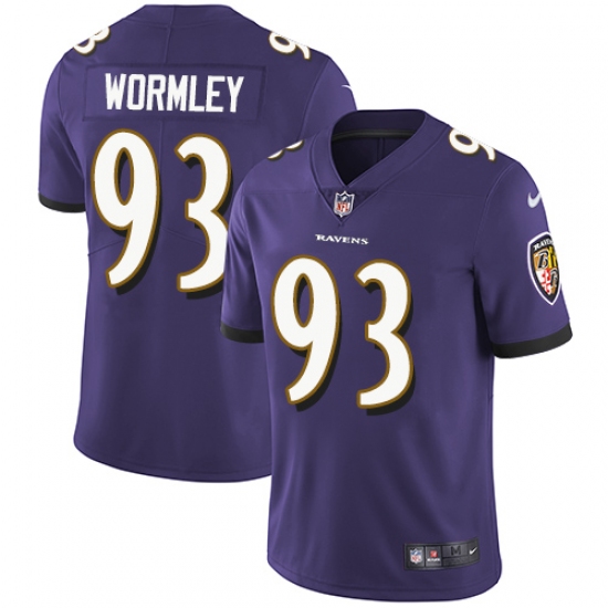 Youth Nike Baltimore Ravens 93 Chris Wormley Purple Team Color Vapor Untouchable Limited Player NFL Jersey