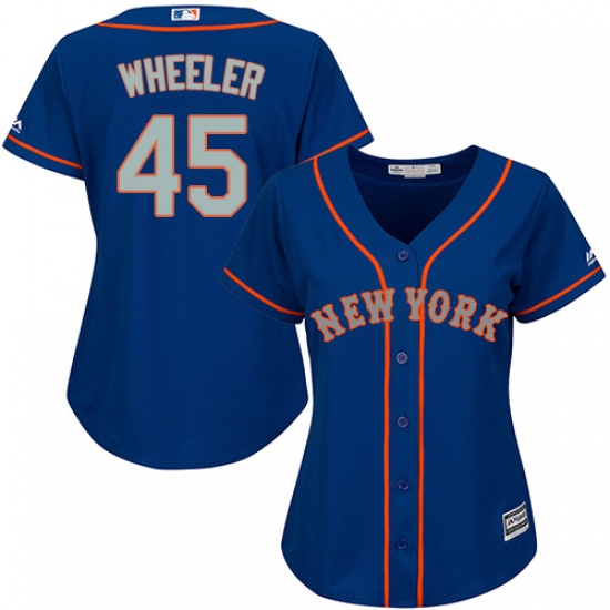 Women's Majestic New York Mets 45 Zack Wheeler Authentic Royal Blue Alternate Road Cool Base MLB Jersey