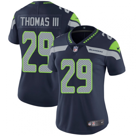 Women's Nike Seattle Seahawks 29 Earl Thomas III Elite Steel Blue Team Color NFL Jersey