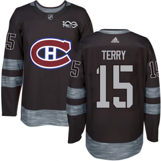 Men's Adidas Montreal Canadiens 15 Chris Terry Authentic Black 1917-2017 100th Anniversary NHL Jersey