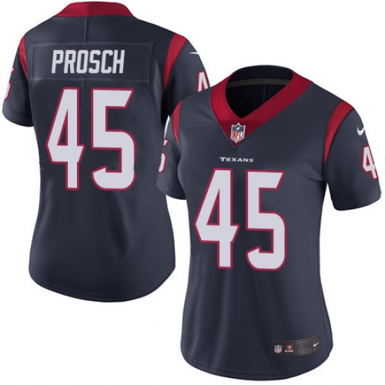 Women's Nike Houston Texans 45 Jay Prosch Limited Navy Blue Team Color Vapor Untouchable NFL Jersey