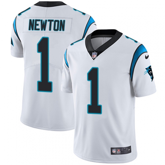 Men's Nike Carolina Panthers 1 Cam Newton White Vapor Untouchable Limited Player NFL Jersey