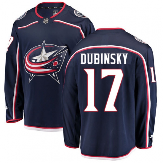 Youth Columbus Blue Jackets 17 Brandon Dubinsky Fanatics Branded Navy Blue Home Breakaway NHL Jersey