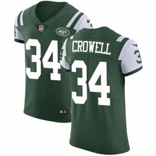 Men's Nike New York Jets 34 Isaiah Crowell Green Team Color Vapor Untouchable Elite Player NFL Jersey