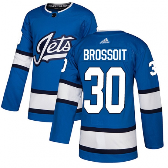 Youth Adidas Winnipeg Jets 30 Laurent Brossoit Authentic Blue Alternate NHL Jersey